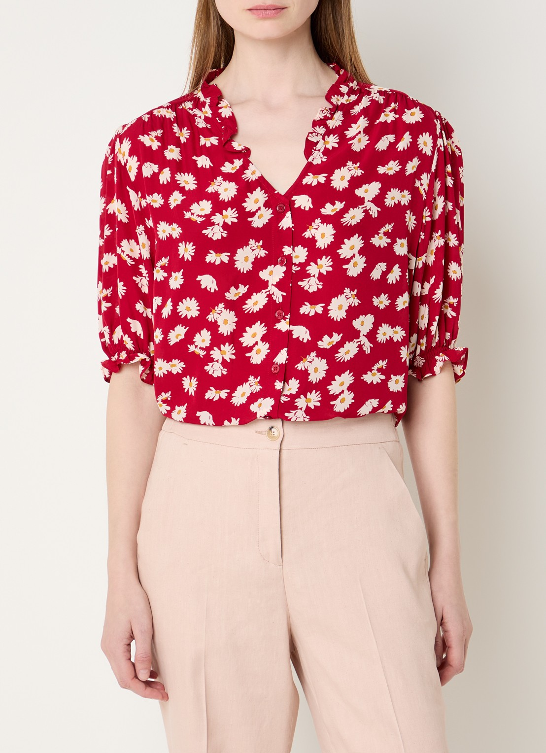 Gerard Darel Clyah blouse met bloemenprint - detail rood