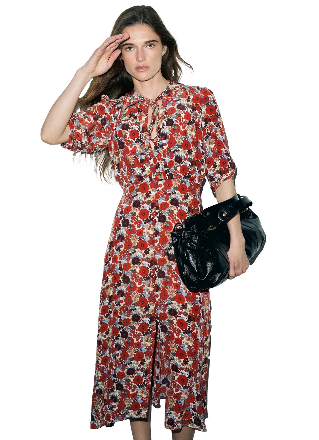 Gerard Darel Coco midi jurk met bloemenprint - detail 3 creme