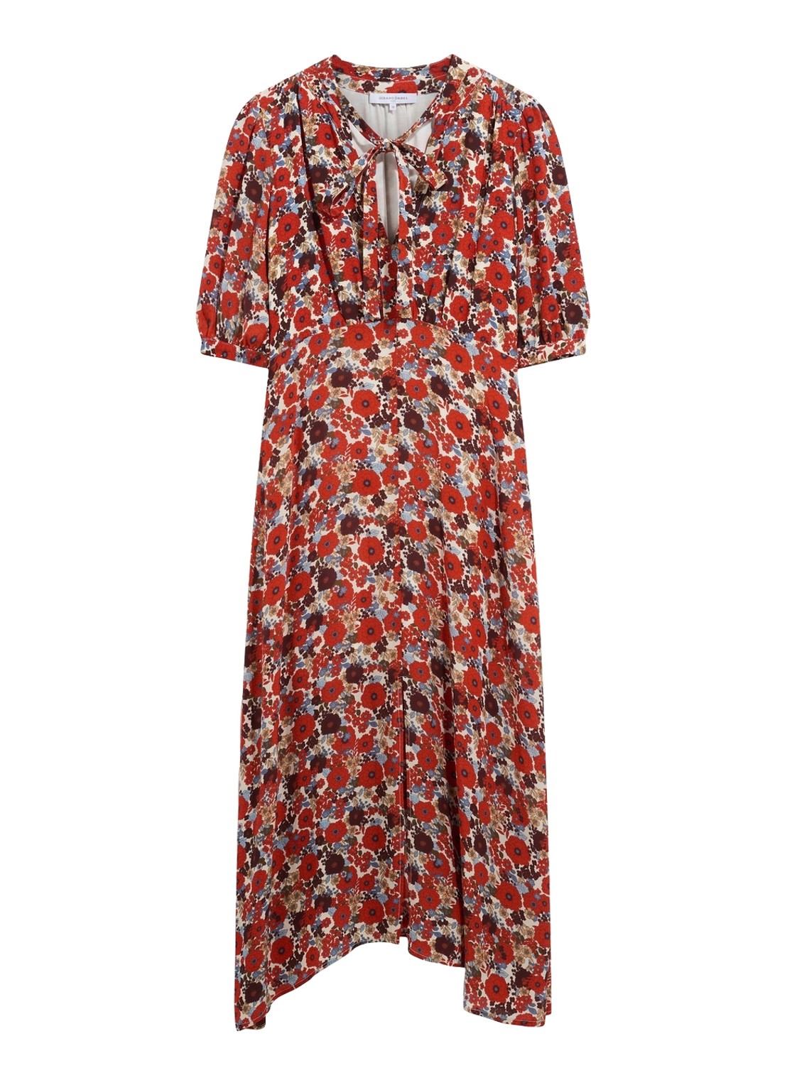 Gerard Darel Coco midi jurk met bloemenprint - voorkant 5 creme