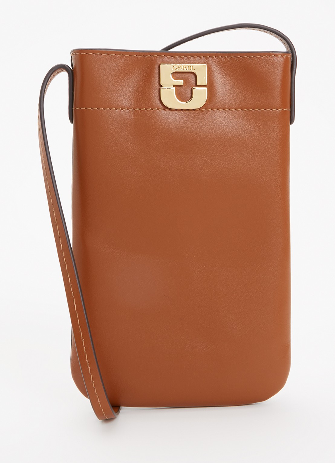 Gerard Darel Crossbody telefoonhoes van leer - voorkant cognac