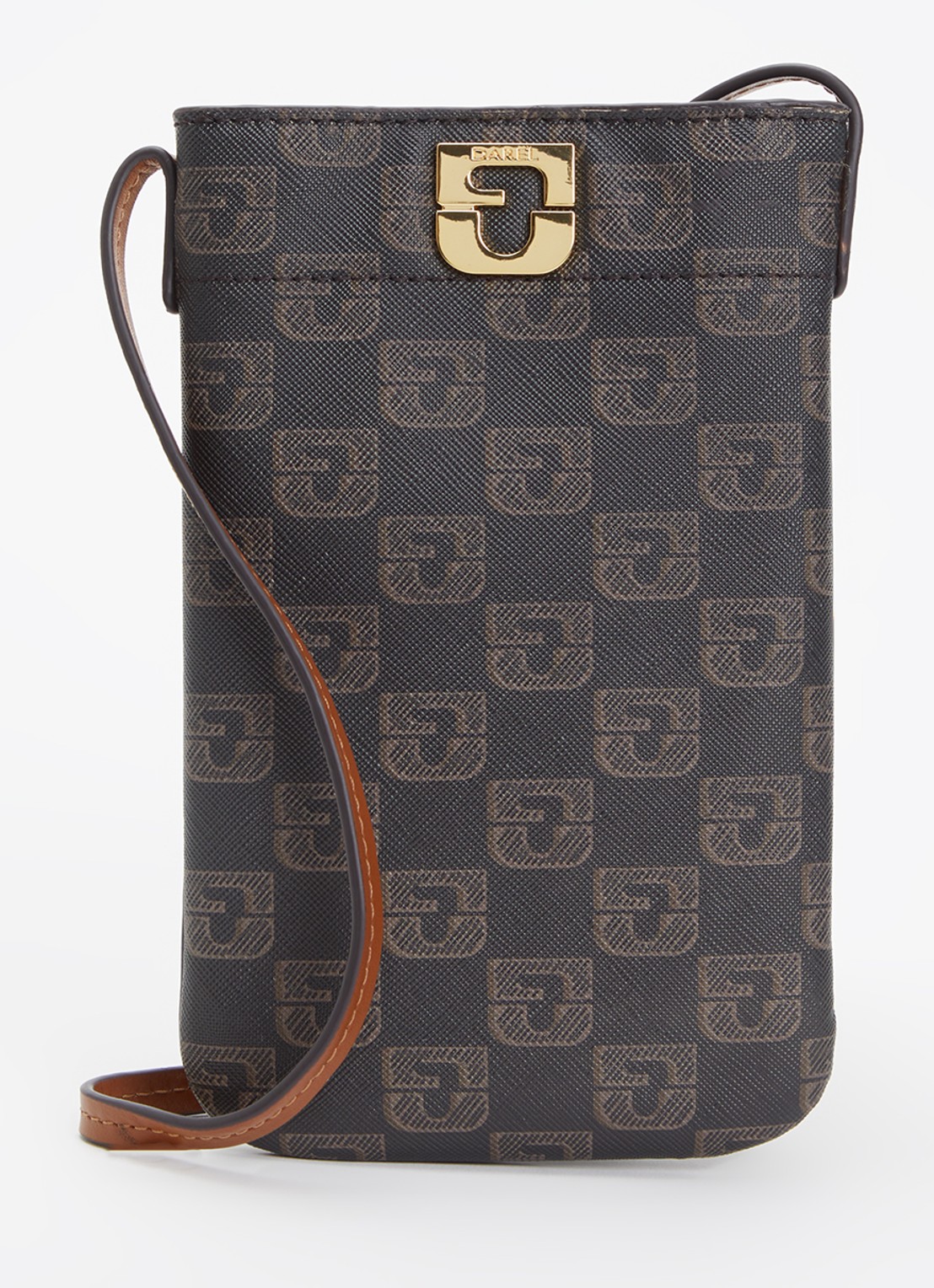 Gerard Darel Crossbody telefoonhoes van leer - voorkant donkerbruin