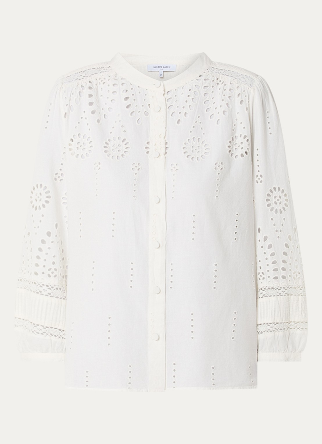 Gerard Darel Cybella blouse met broderie - voorkant gebroken wit