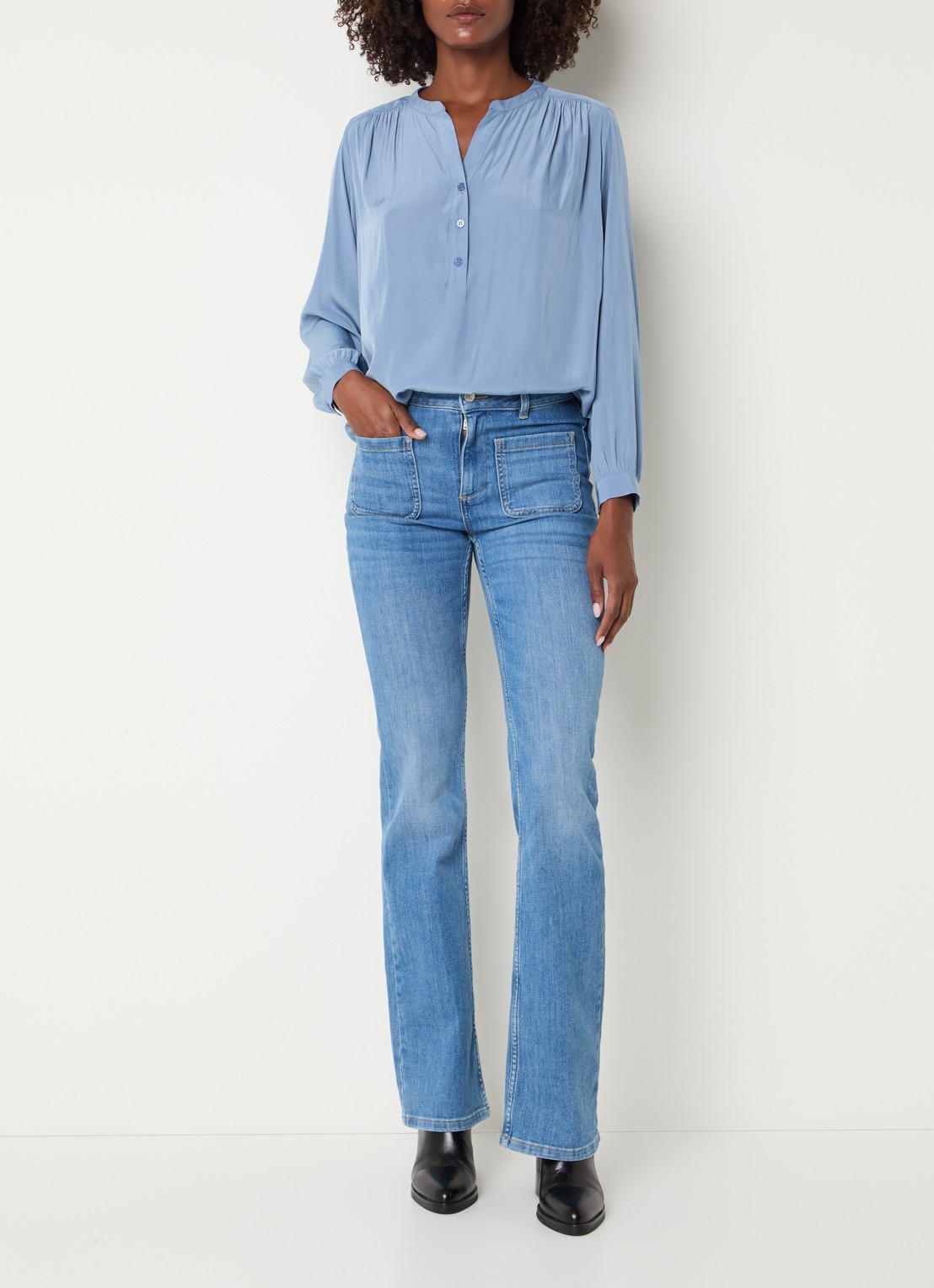Gerard Darel Cyndie tuniek met ballonmouw - voorkant 3 blauw