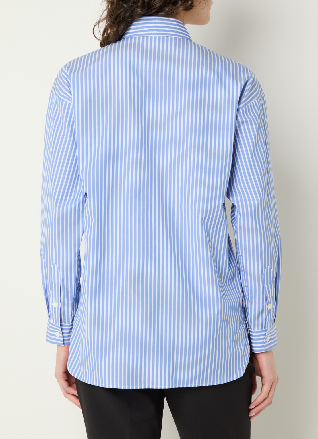 Gerard Darel Cyndra blouse met streepprint en logoborduring - achterkant 4 blauw