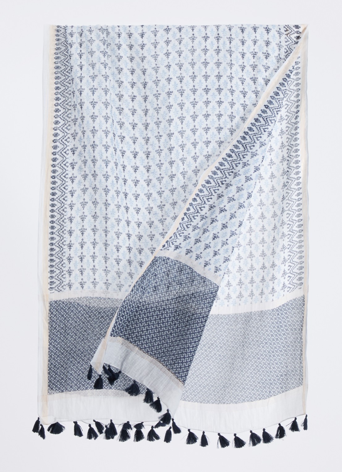 Gerard Darel Dalma sjaal in zijdeblend 70 x 180 cm  - detail blauw
