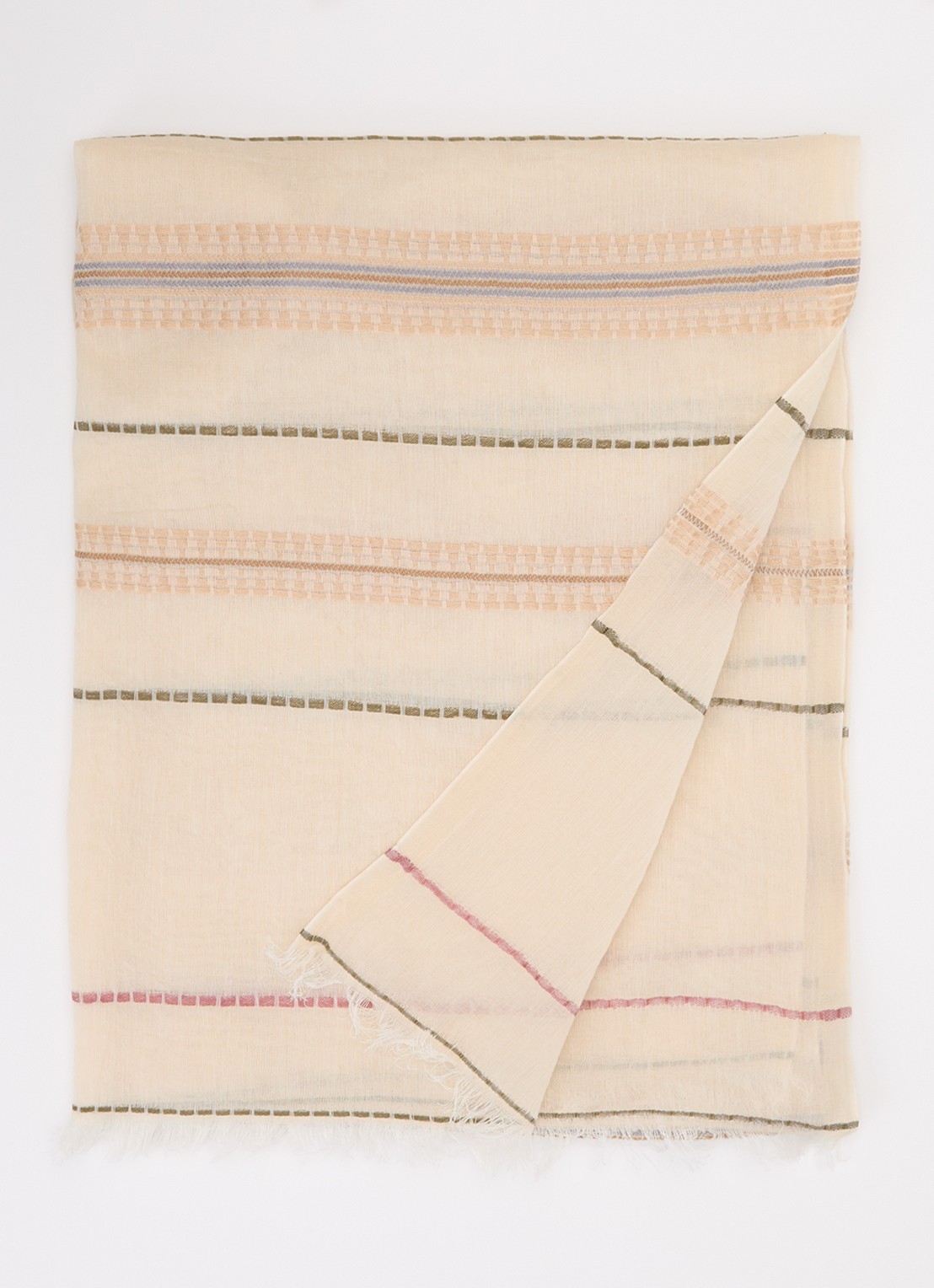 Gerard Darel Dana sjaal met streepprint 180 x 70 cm - voorkant beige