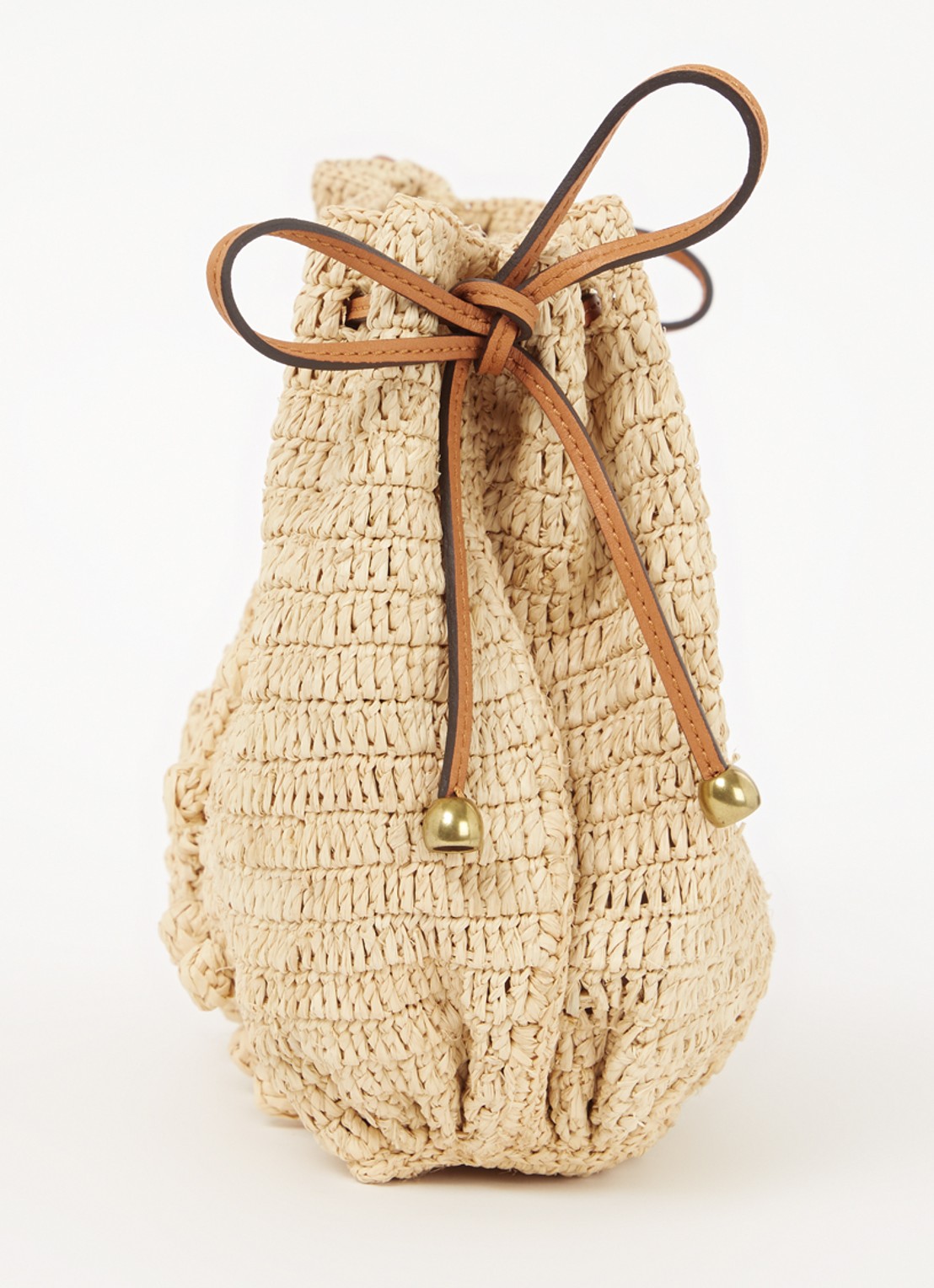 Gerard Darel Dany crossbodytas van raffia met leren details - detail 2 camel