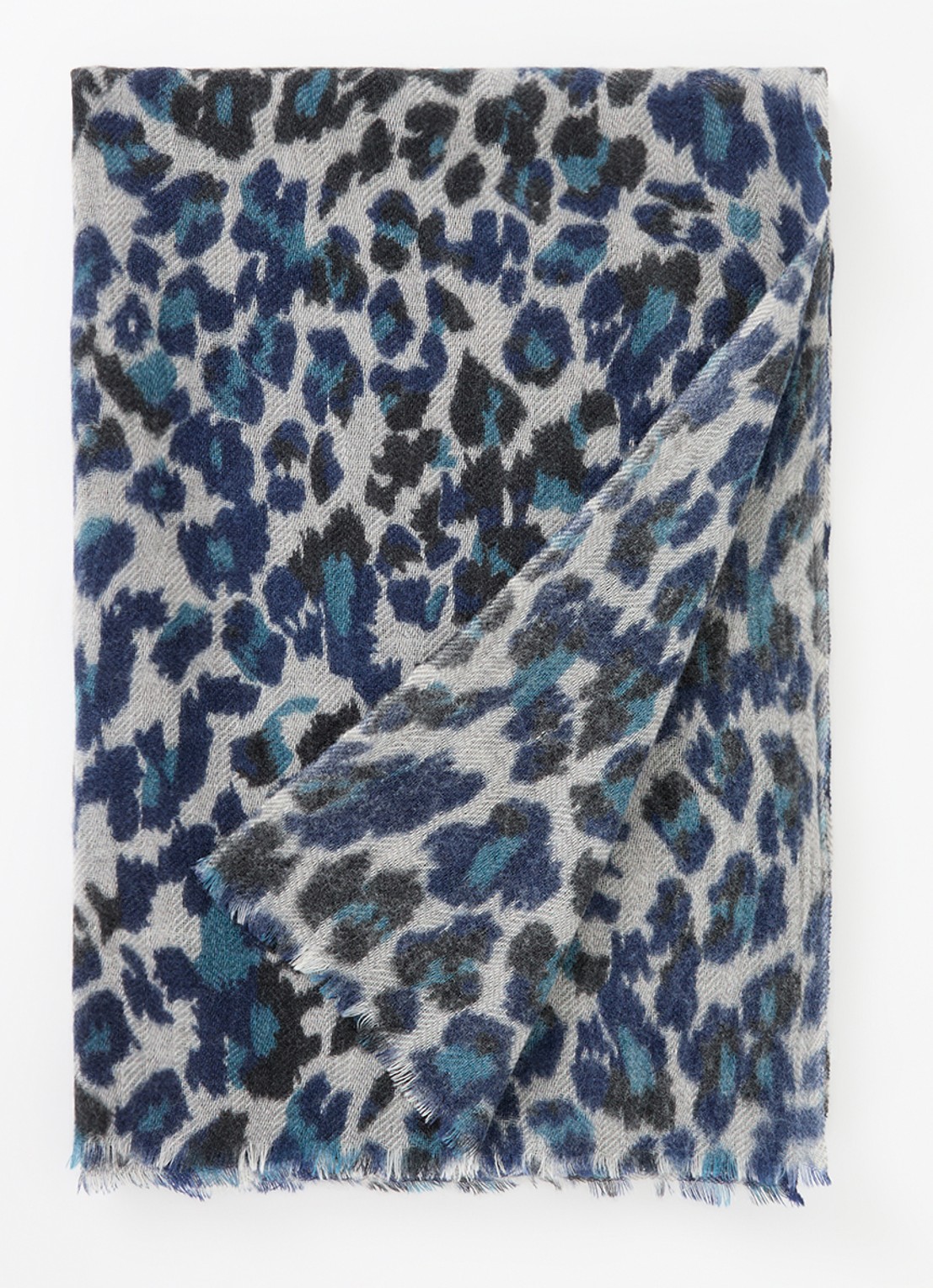 Gerard Darel Dany sjaal in kasjmierblend 185 x 75 cm - voorkant staalblauw