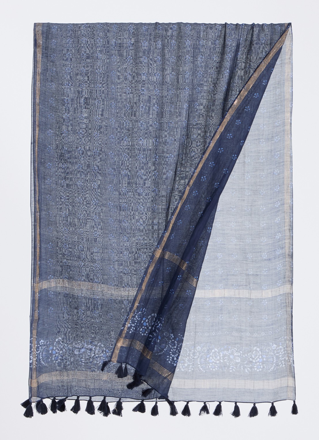 Gerard Darel Daphne sjaal in zijdeblend 70 x 180 cm  - detail 2 donkerblauw