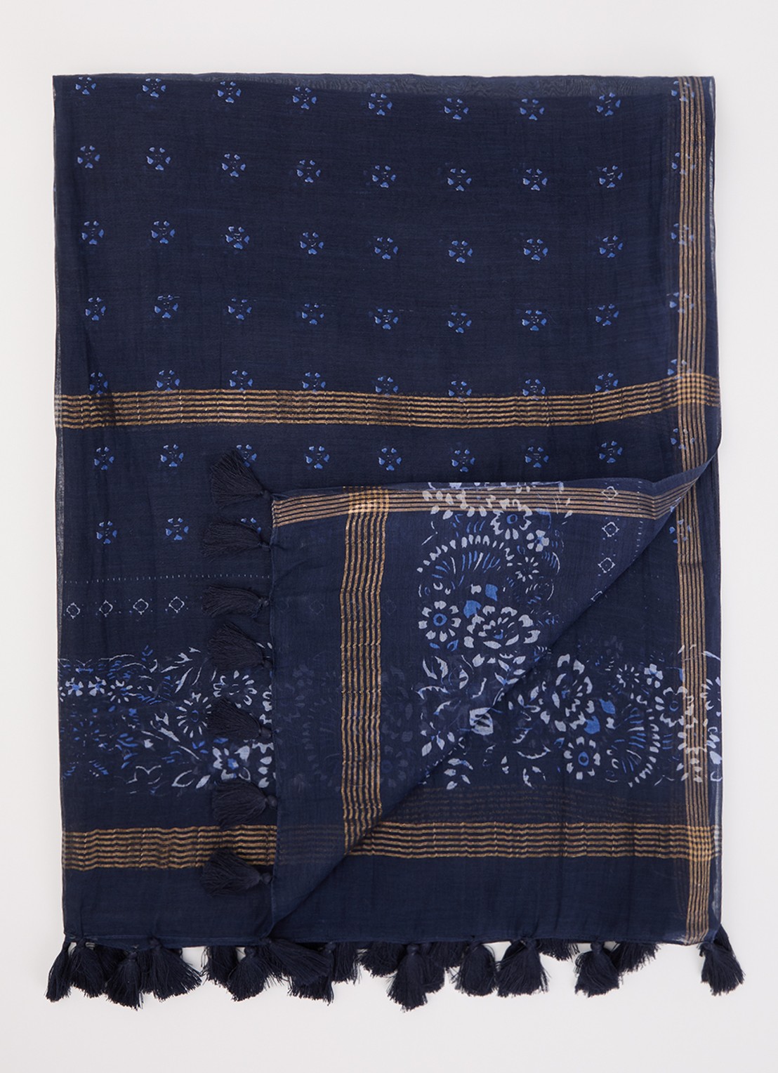 Gerard Darel Daphne sjaal in zijdeblend 70 x 180 cm  - voorkant donkerblauw