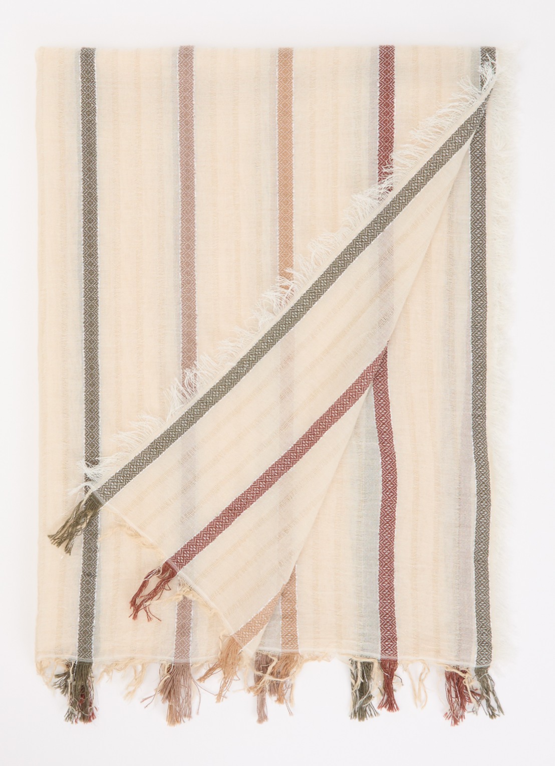 Gerard Darel Dinaia sjaal met streepprint 180 x 70 cm - voorkant zand
