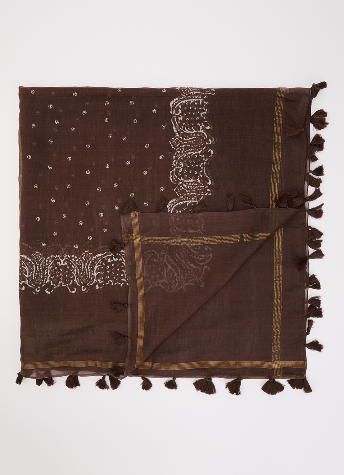 Gerard Darel Donia sjaal in zijdeblend 70 x 180 cm  - voorkant 3 kastanjebruin