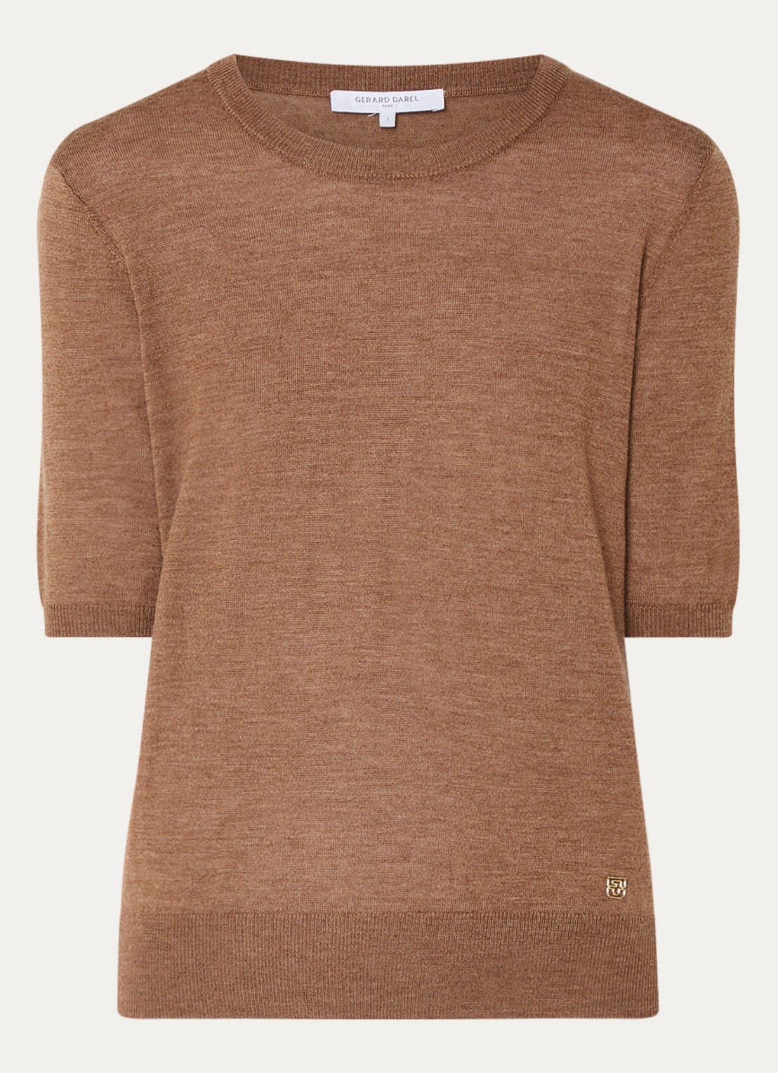 Gerard Darel Elsa fijngebreide top van merino wol - voorkant camel