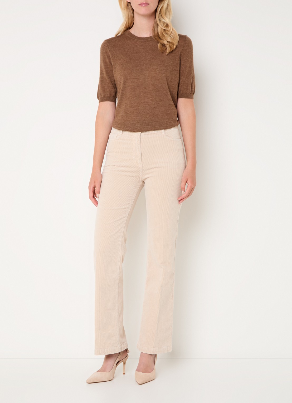 Gerard Darel Elsa fijngebreide top van merino wol - voorkant 2 camel