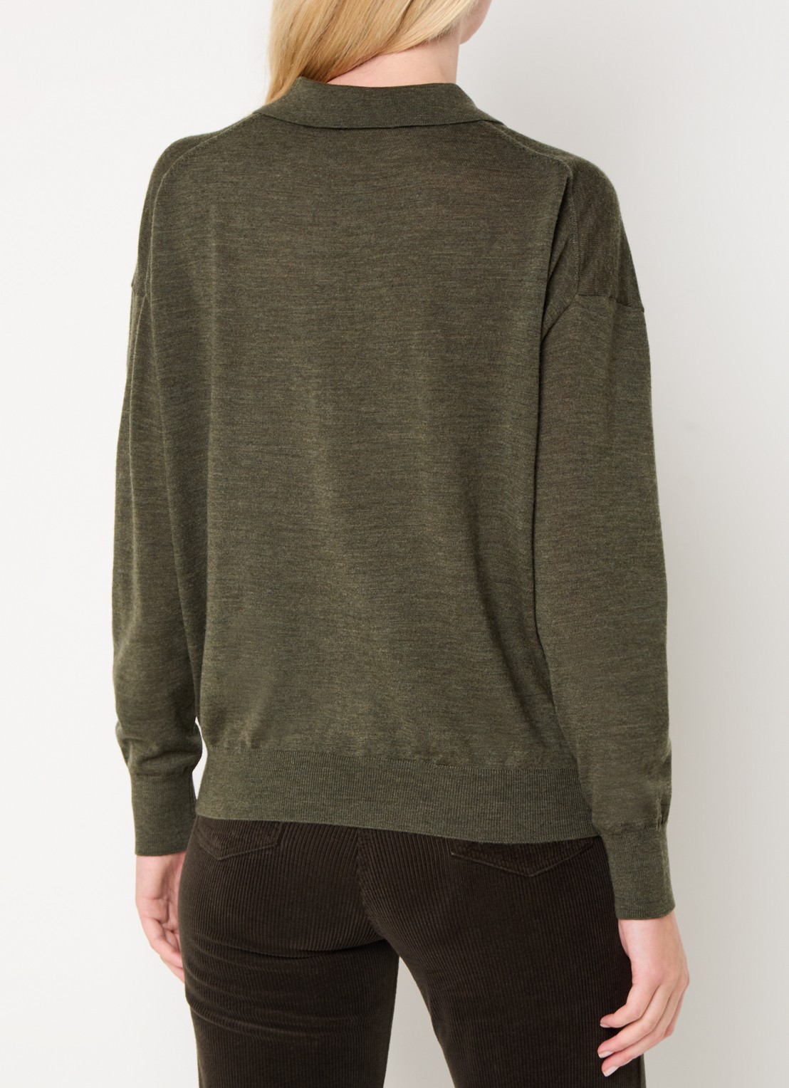 Gerard Darel Emeline fijngebreide pullover van merino wol - achterkant 4 bronsgroen