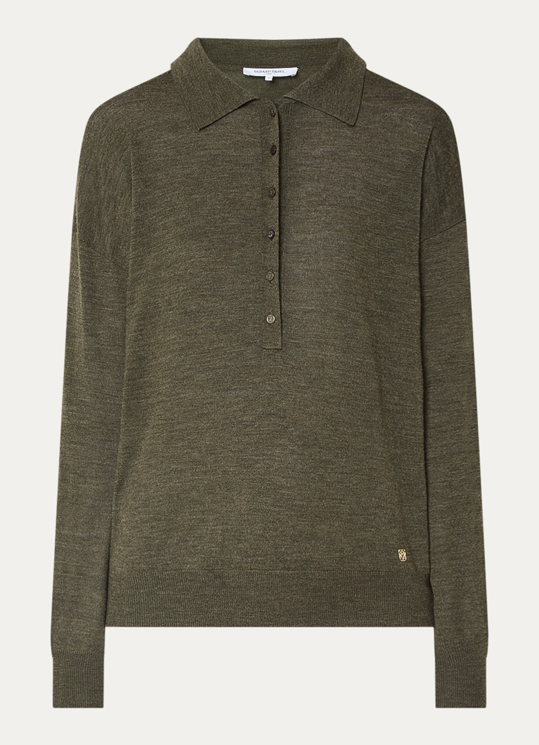 Gerard Darel Emeline fijngebreide pullover van merino wol - voorkant bronsgroen