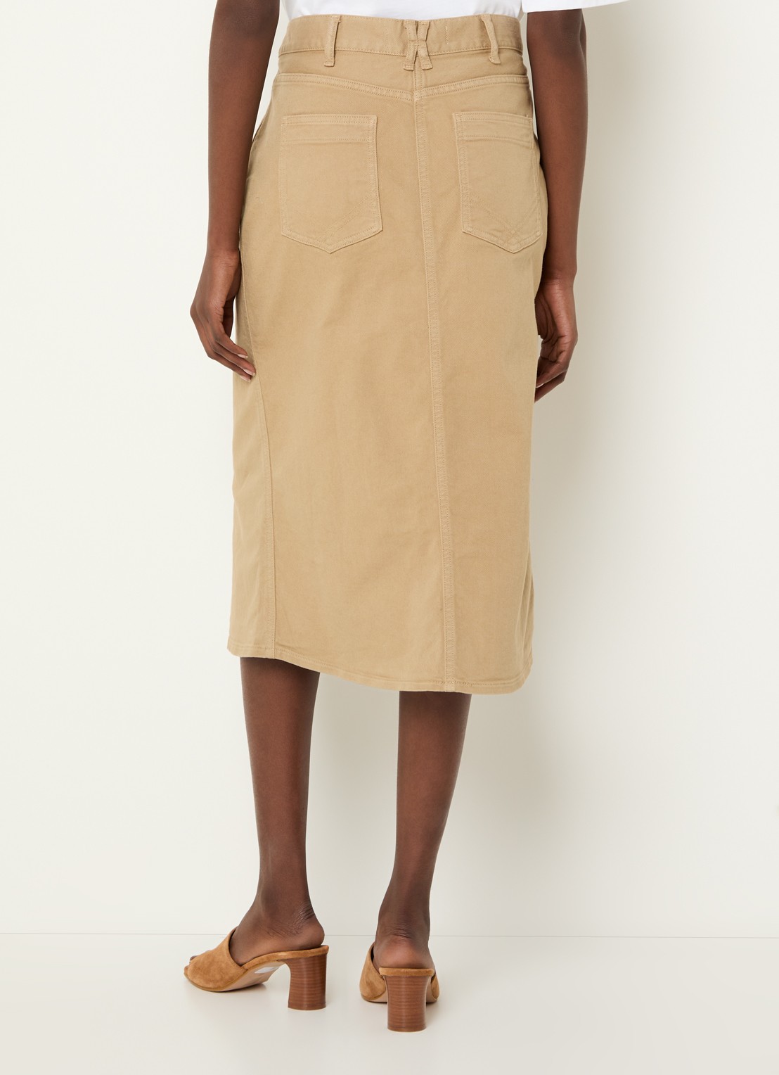 Gerard Darel Emma midi spijkerrok met klepzakken - achterkant 4 zand
