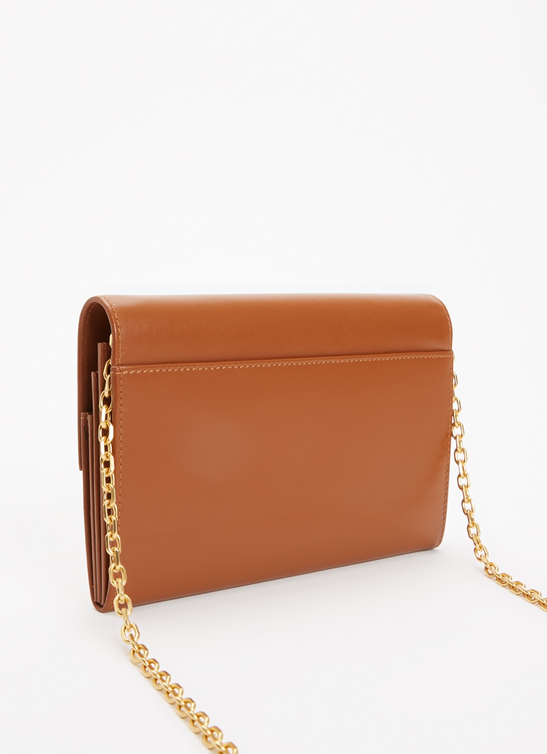 Gerard Darel Enveloppe clutch van leer met afneembare schouderriem - achterkant cognac