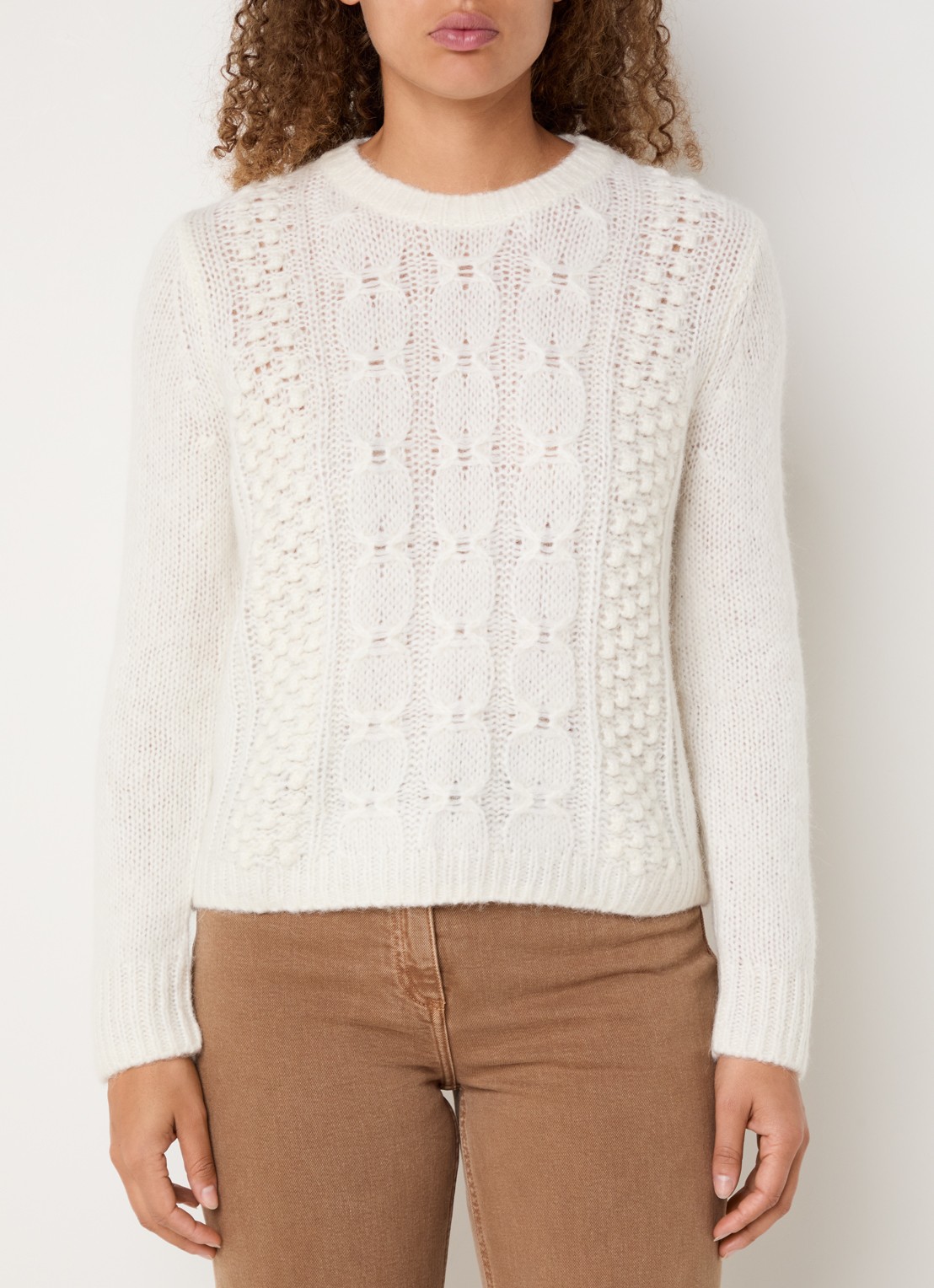 Gerard Darel Esperanze grofgebreide pullover in alpaca wolblend - detail 4 gebroken wit