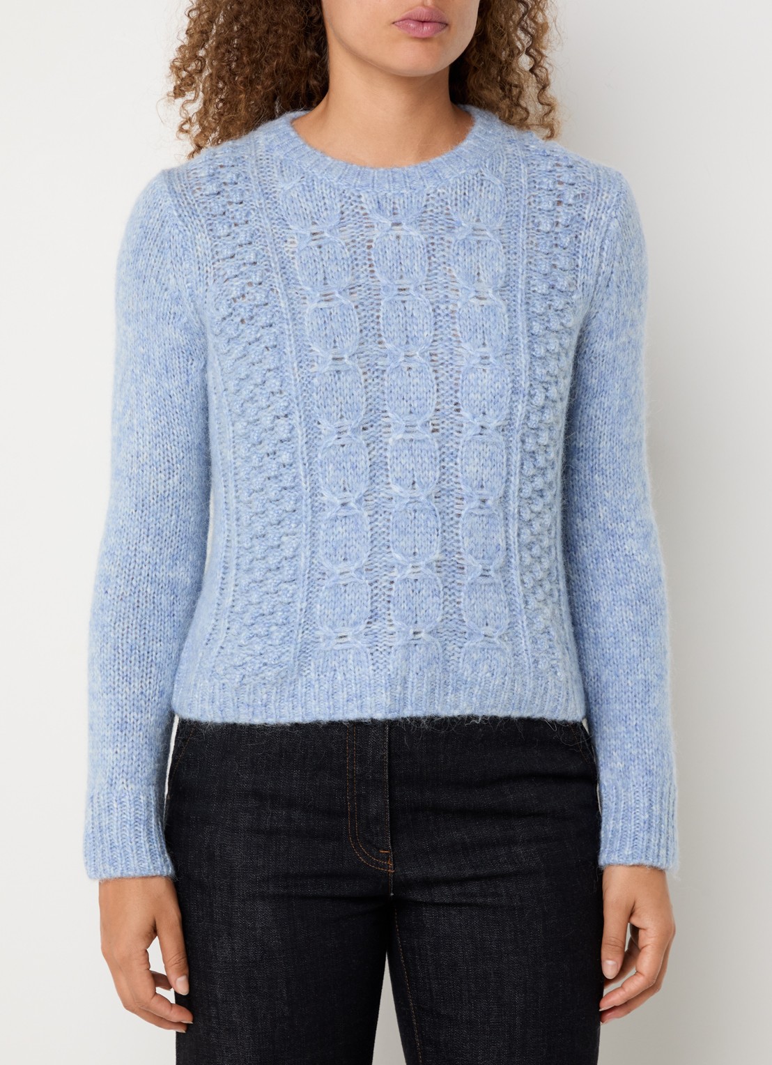 Gerard Darel Esperanze grofgebreide pullover in alpaca wolblend - detail 3 lichtblauw
