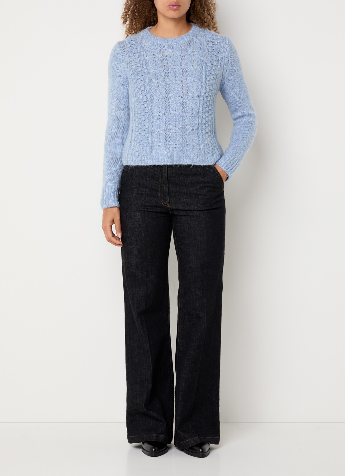 Gerard Darel Esperanze grofgebreide pullover in alpaca wolblend - voorkant 2 lichtblauw