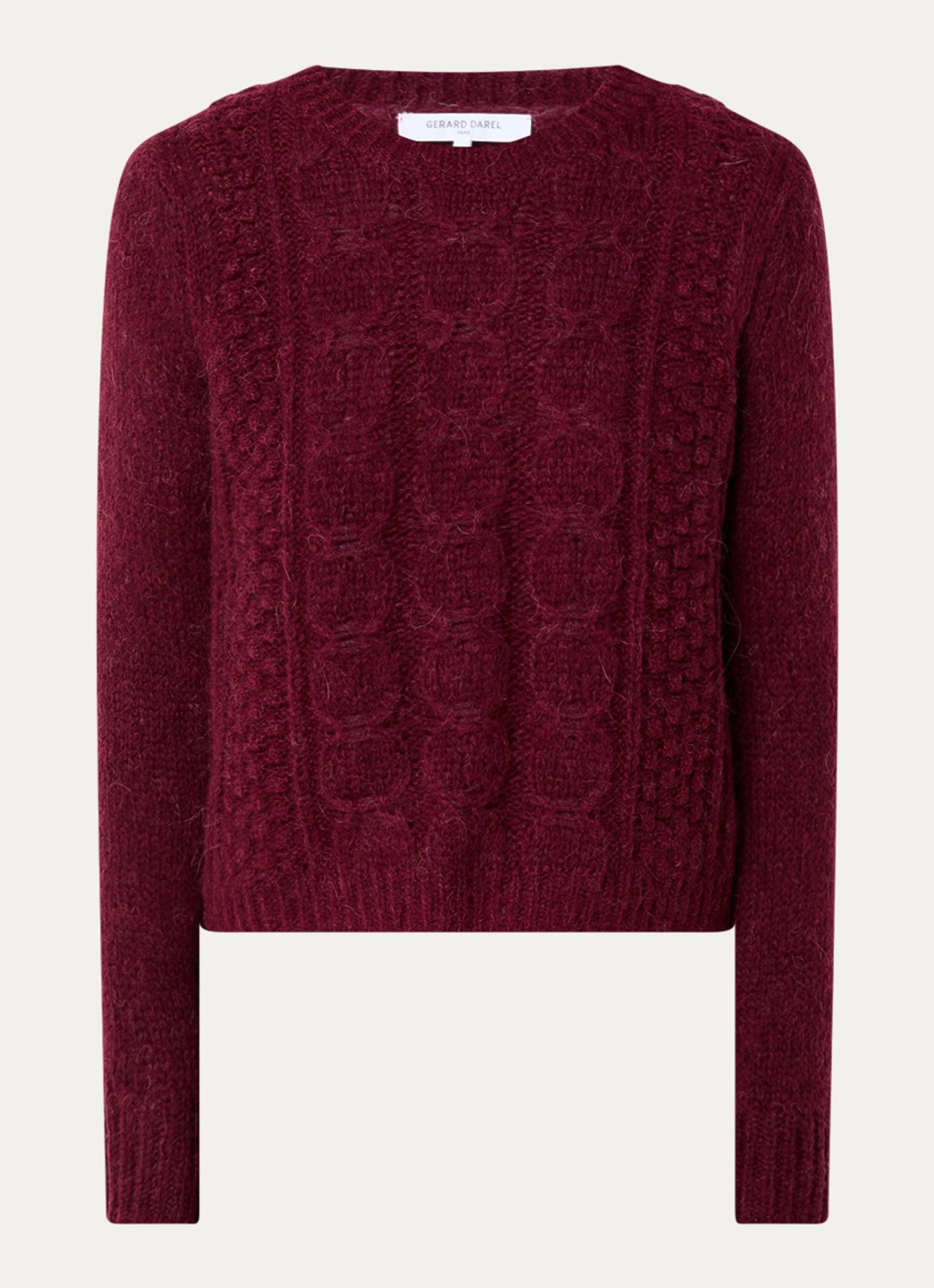 Gerard Darel Esperanze grofgebreide pullover in alpaca wolblend - voorkant 3 bordeauxrood