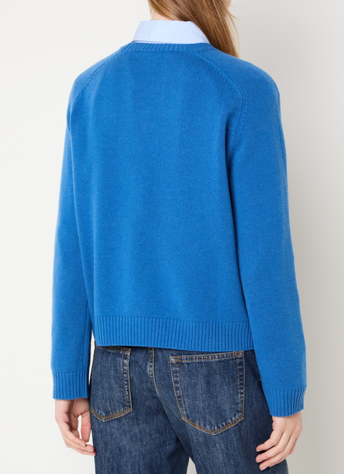Gerard Darel Fijngebreide pullover van wol met logo - achterkant 3 blauw