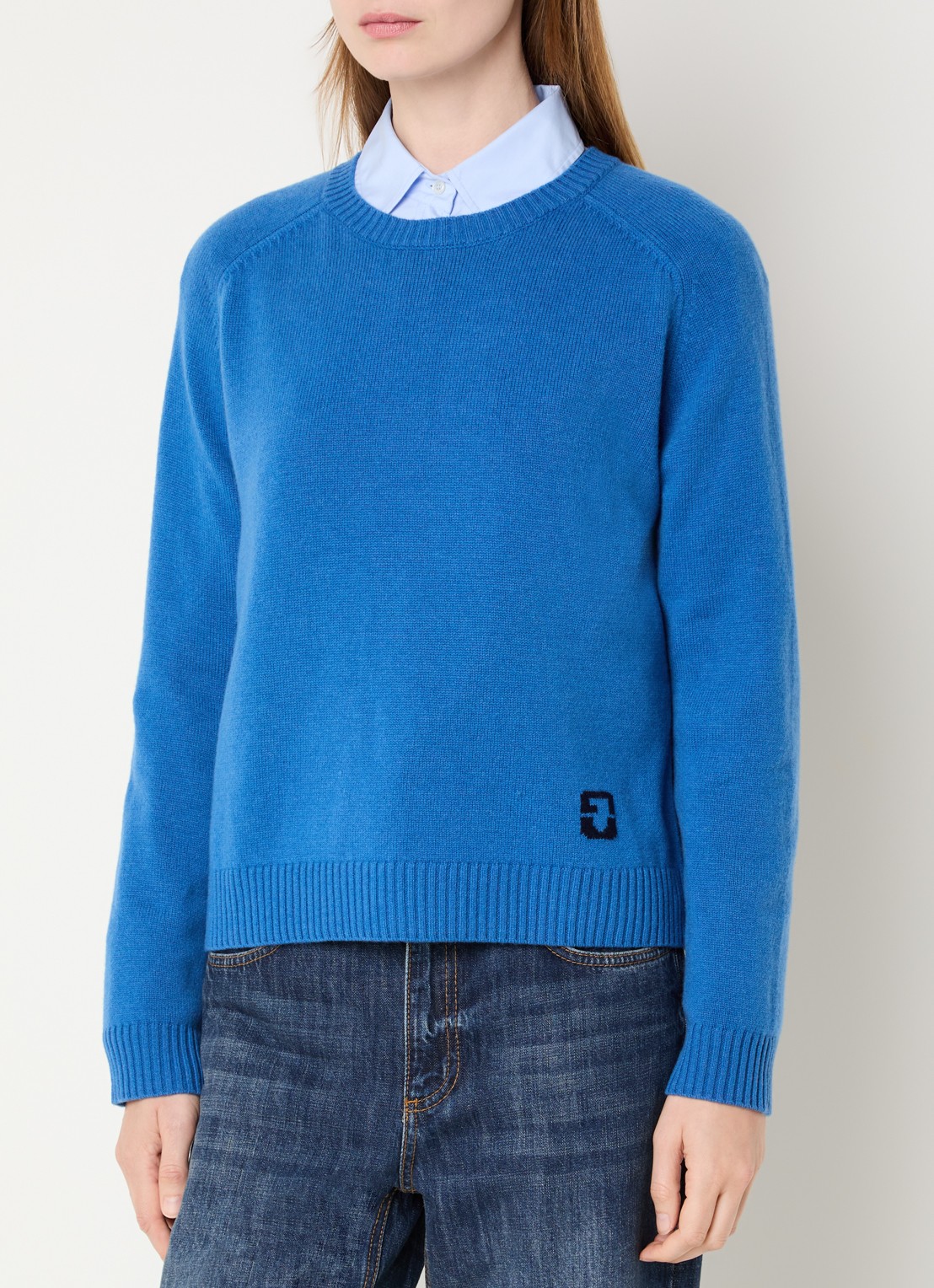 Gerard Darel Fijngebreide pullover van wol met logo - detail 4 blauw