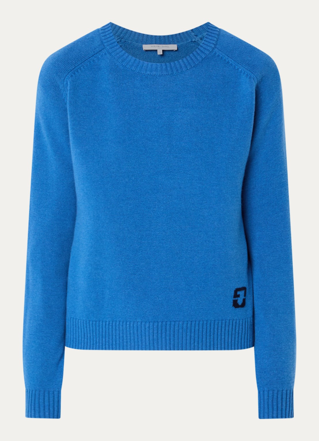 Gerard Darel Fijngebreide pullover van wol met logo - voorkant blauw