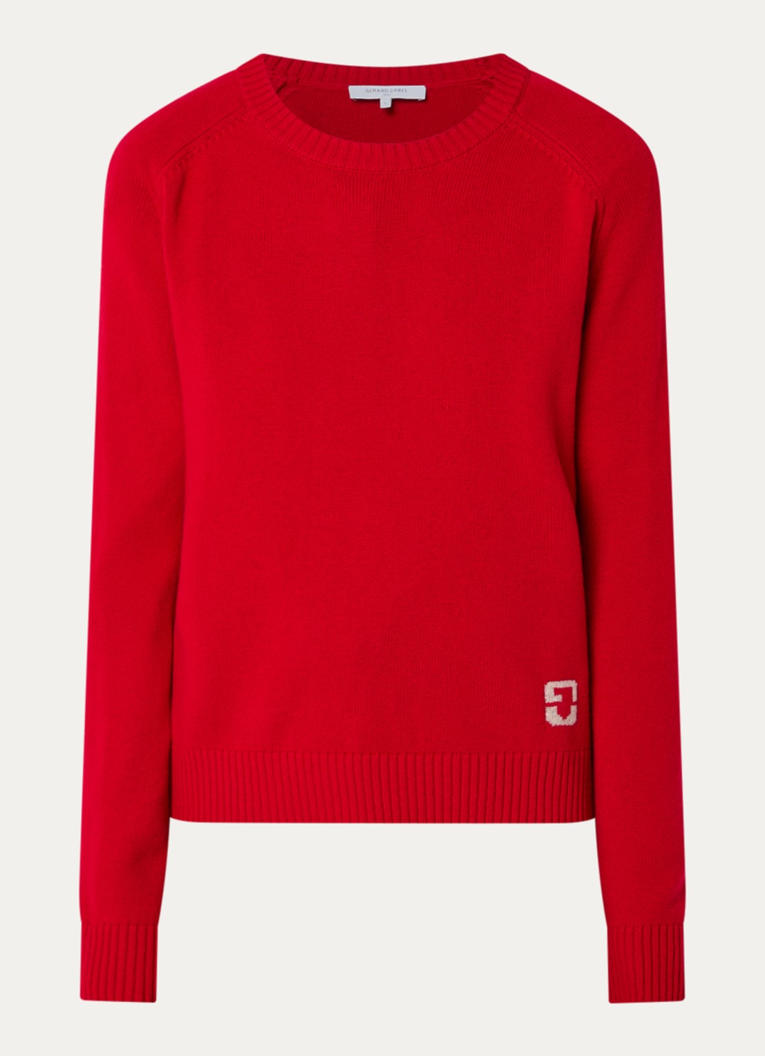 Gerard Darel Fijngebreide pullover van wol met logo - voorkant rood