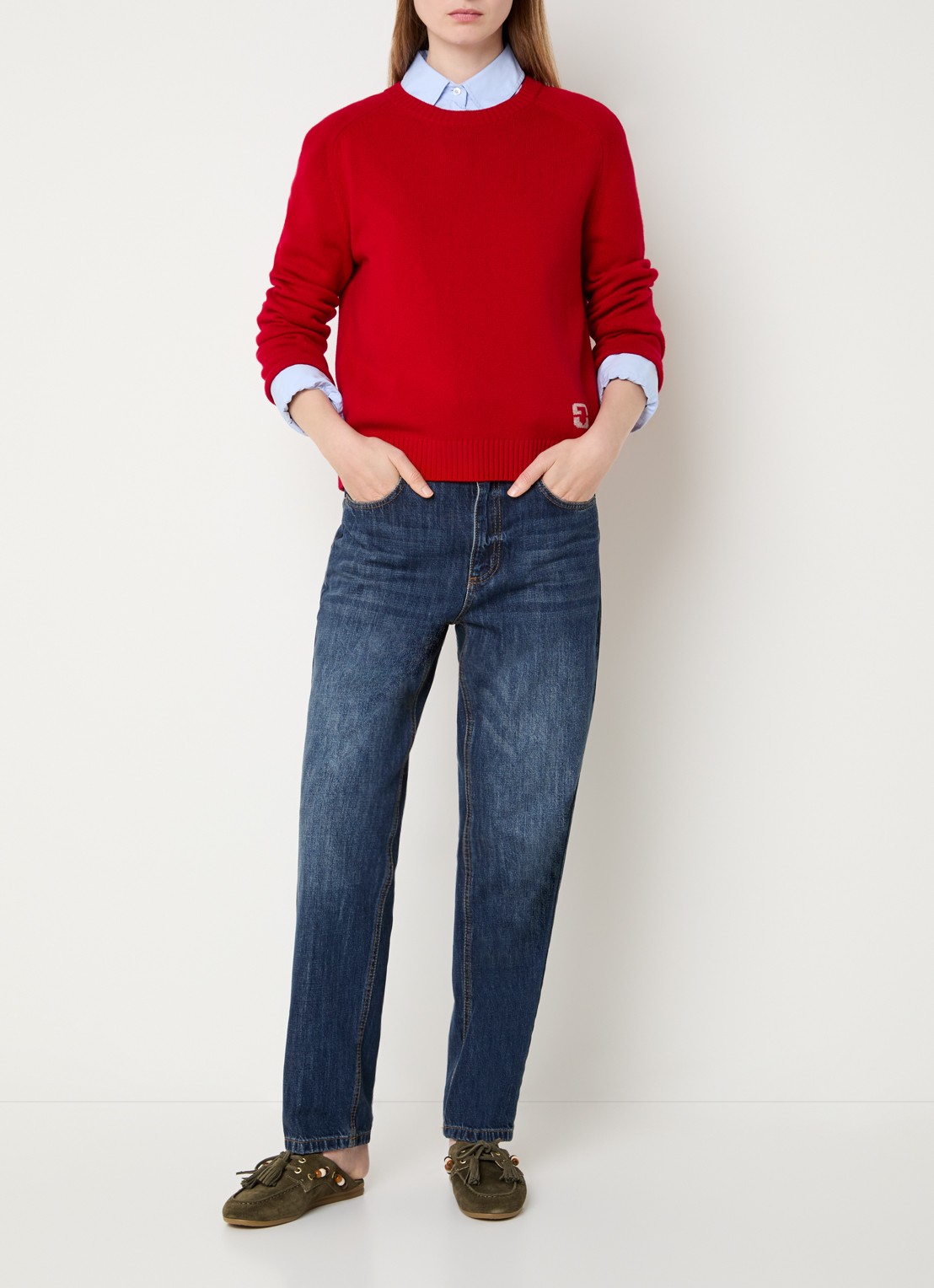 Gerard Darel Fijngebreide pullover van wol met logo - voorkant 2 rood