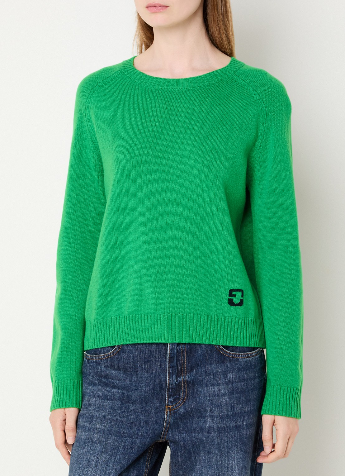 Gerard Darel Fijngebreide pullover van wol met logo - detail 4 groen