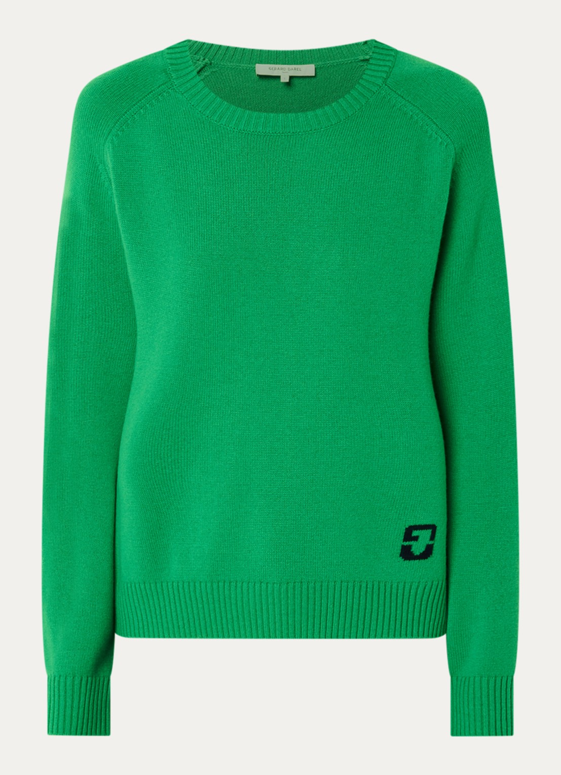 Gerard Darel Fijngebreide pullover van wol met logo - voorkant groen