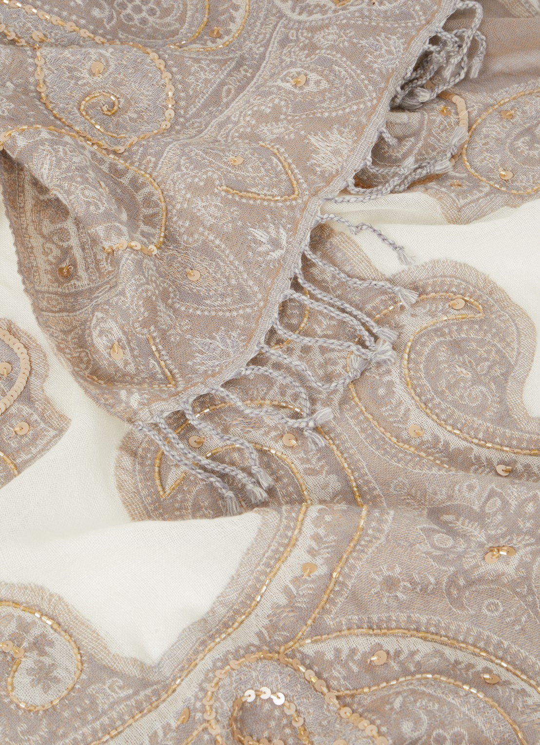 Gerard Darel Genevia sjaal van wol met pailletten 180 x 70 cm - detail 3 grijs