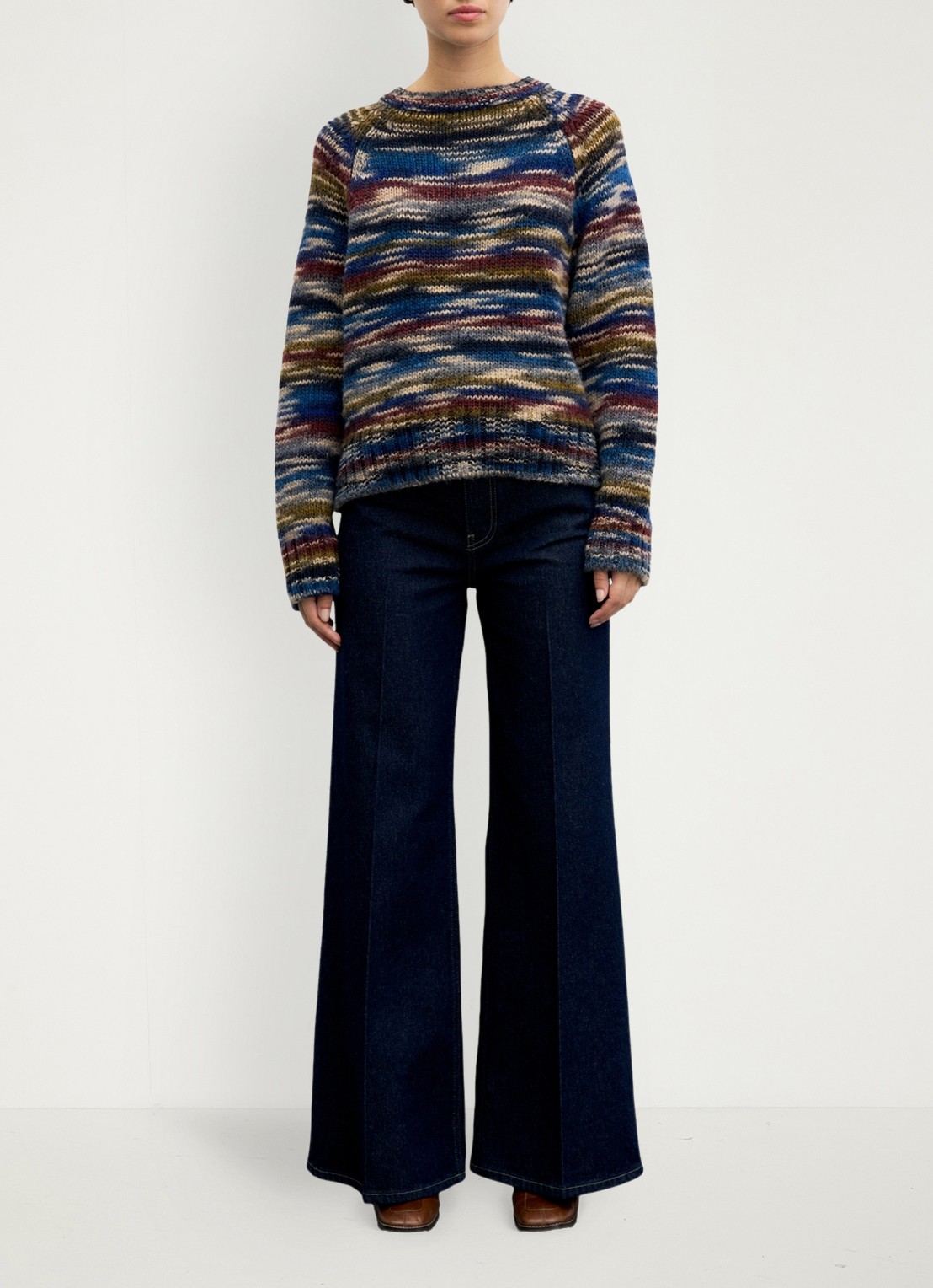 Gerard Darel Grofgebreide trui met ronde hals - voorkant 3 multicolor
