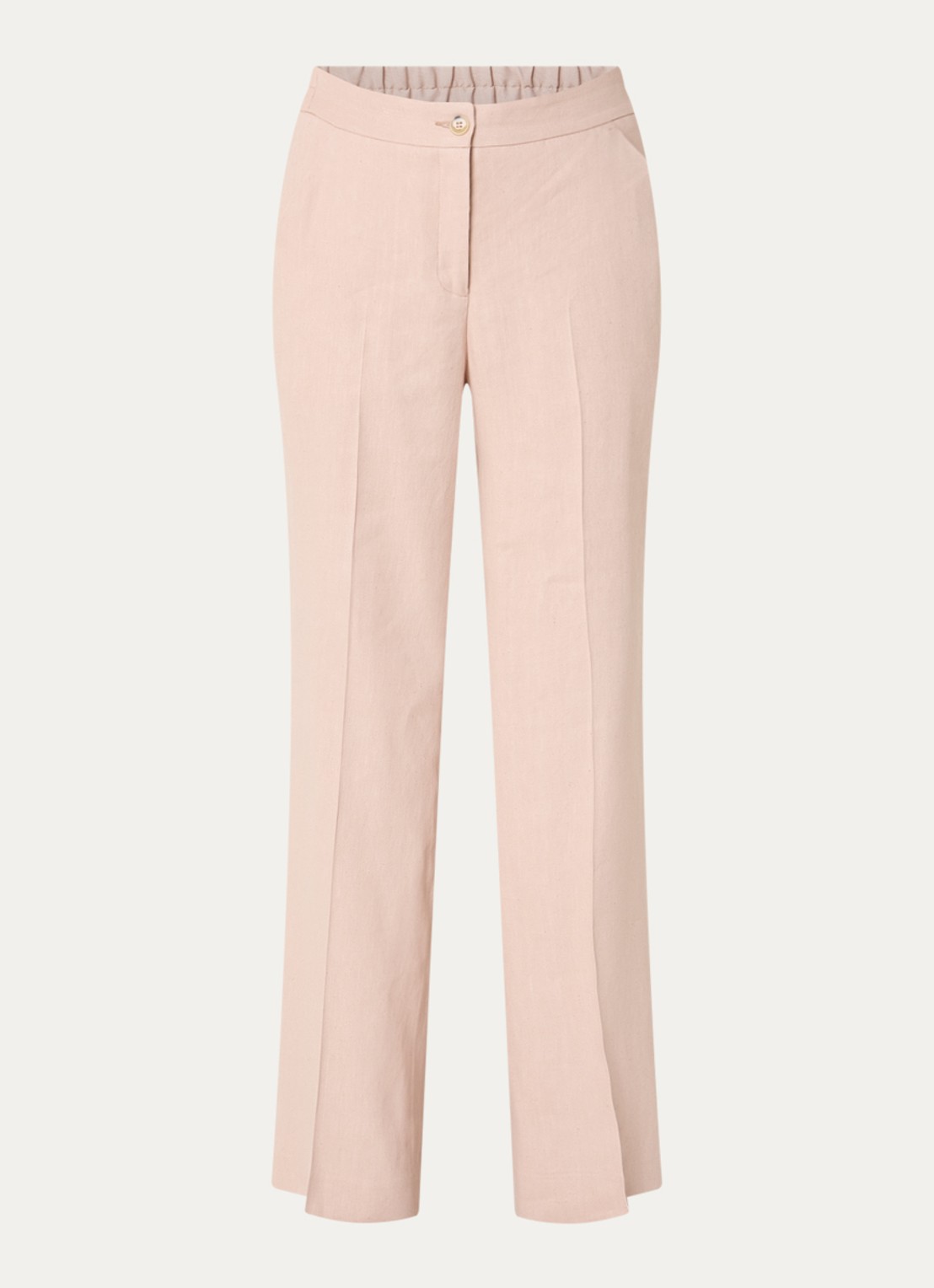 Gerard Darel High waist loose fit pantalon in linnenblend met steekzakken - voorkant 3 lichtroze