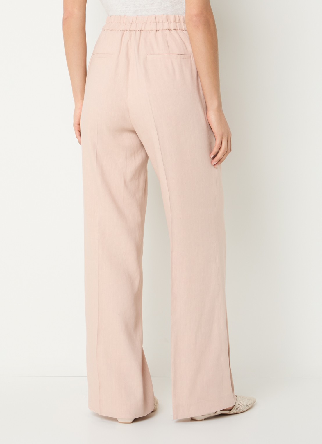Gerard Darel High waist loose fit pantalon in linnenblend met steekzakken - achterkant 2 lichtroze