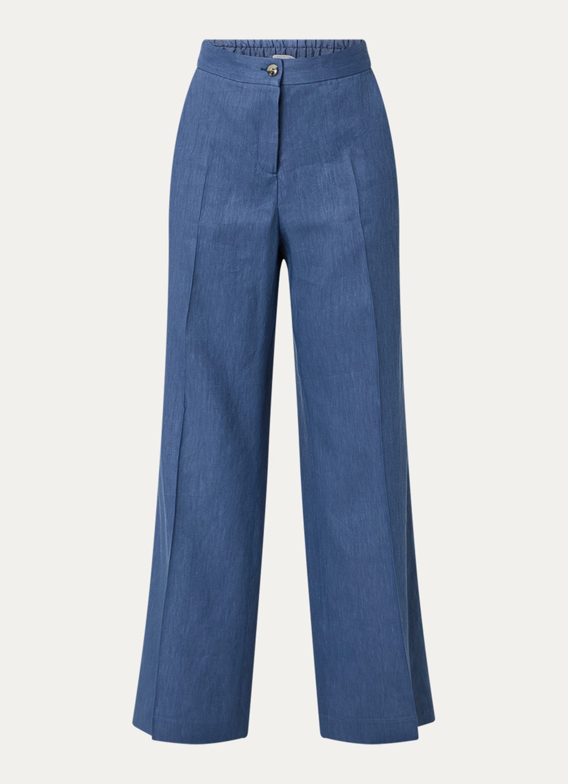 Gerard Darel High waist loose fit pantalon in linnenblend met steekzakken - voorkant 2 staalblauw