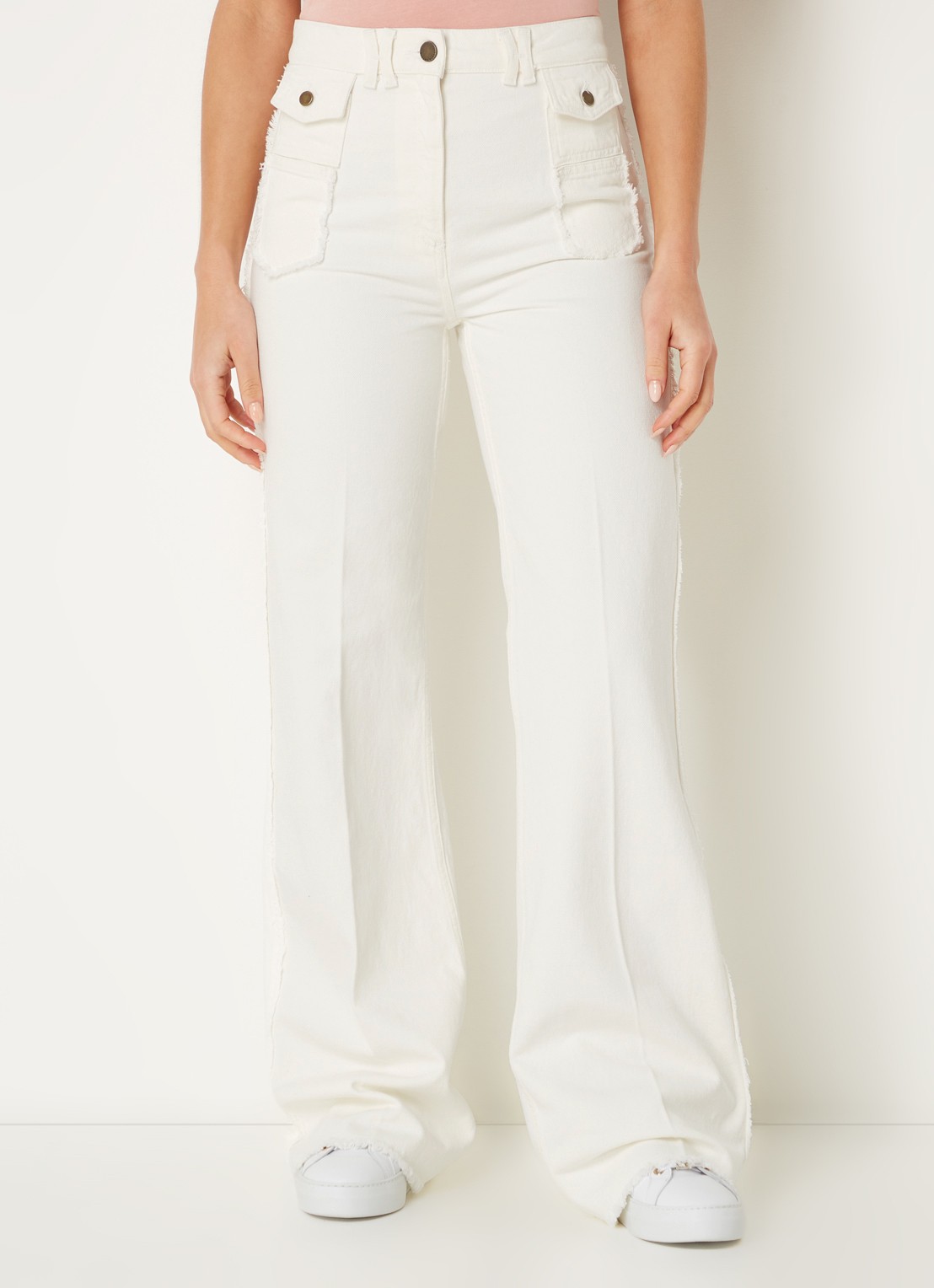 Gerard Darel High waist wide leg jeans met gekleurde wassing - detail 2 gebroken wit