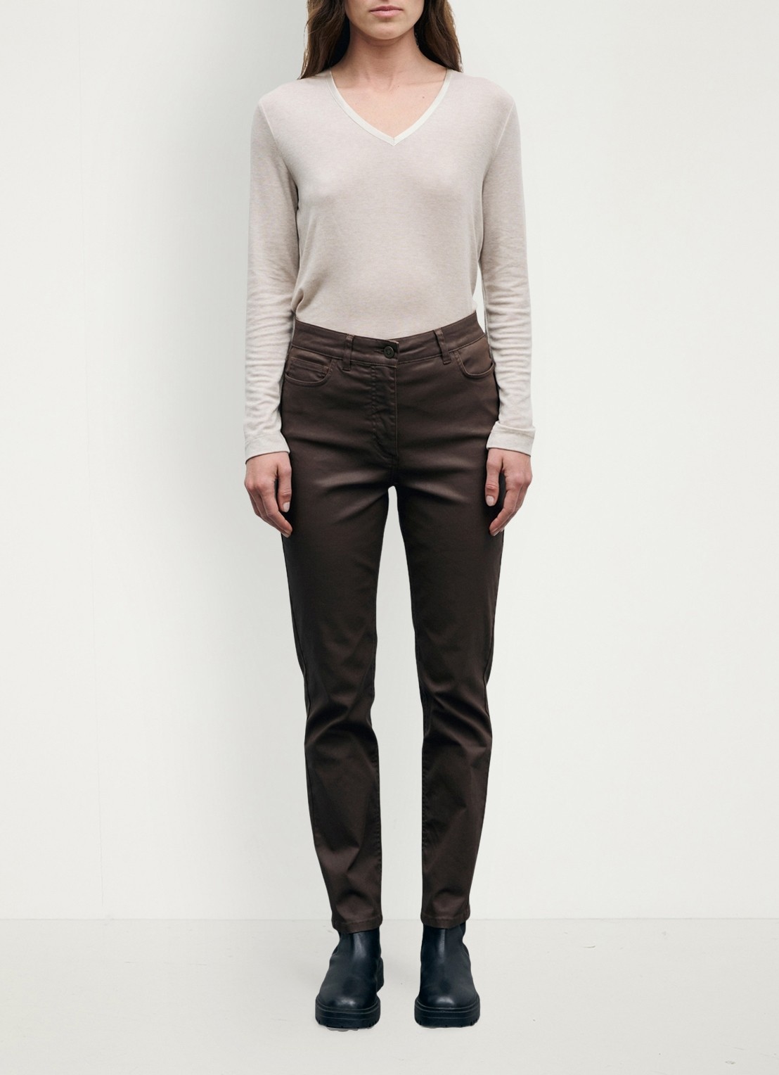 Gerard Darel Ilda high waist slim fit jeans - voorkant 6 bruin