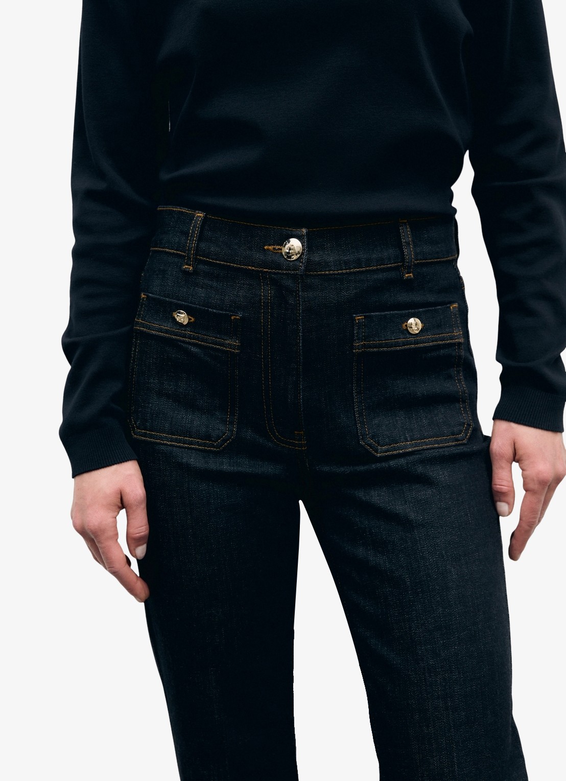 Gerard Darel Ivana high waist straight leg met donkere wassing - detail 5 zwart