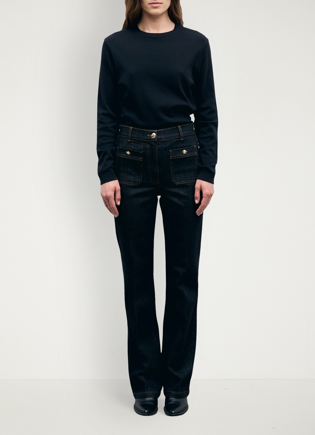 Gerard Darel Ivana high waist straight leg met donkere wassing - voorkant 3 zwart