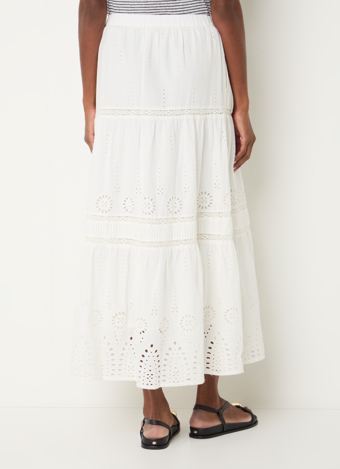 Gerard Darel Jaly midi rok met broderie - achterkant gebroken wit