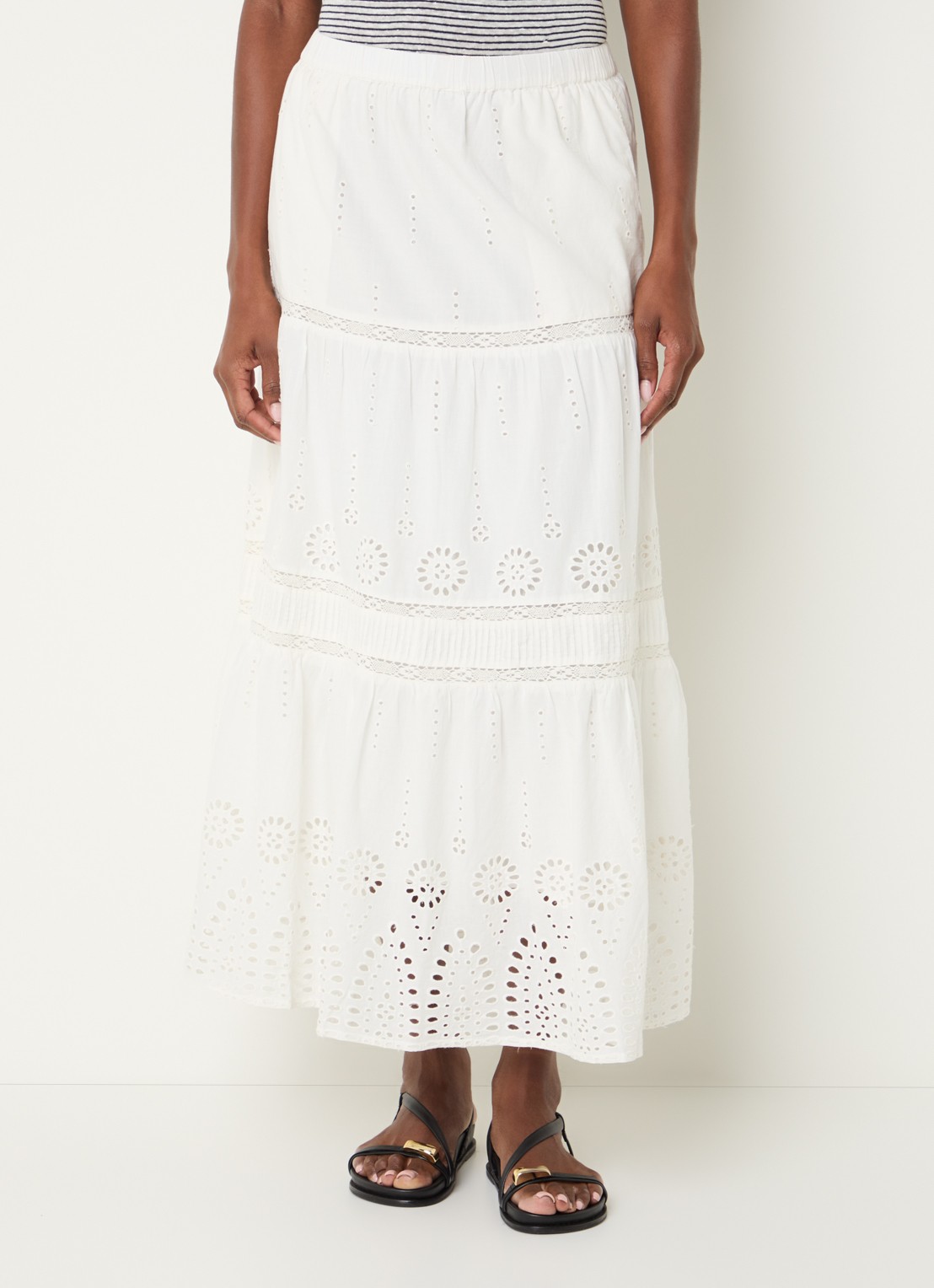 Gerard Darel Jaly midi rok met broderie - detail 4 gebroken wit