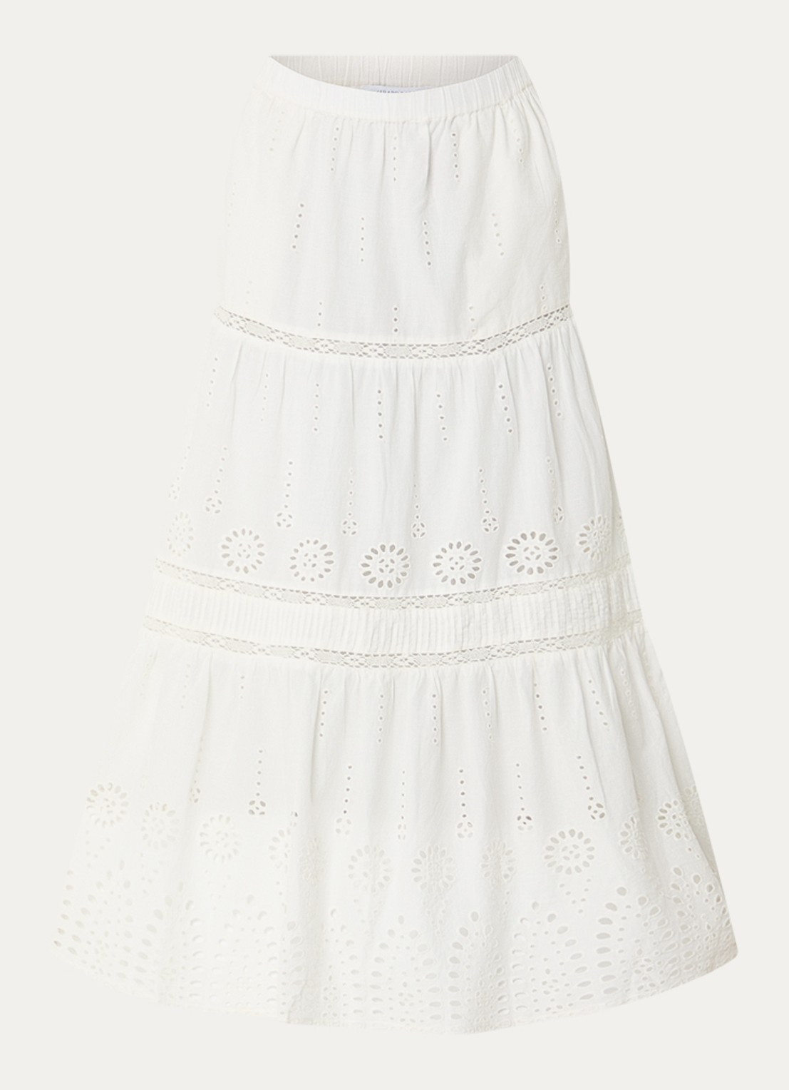 Gerard Darel Jaly midi rok met broderie - voorkant 2 gebroken wit