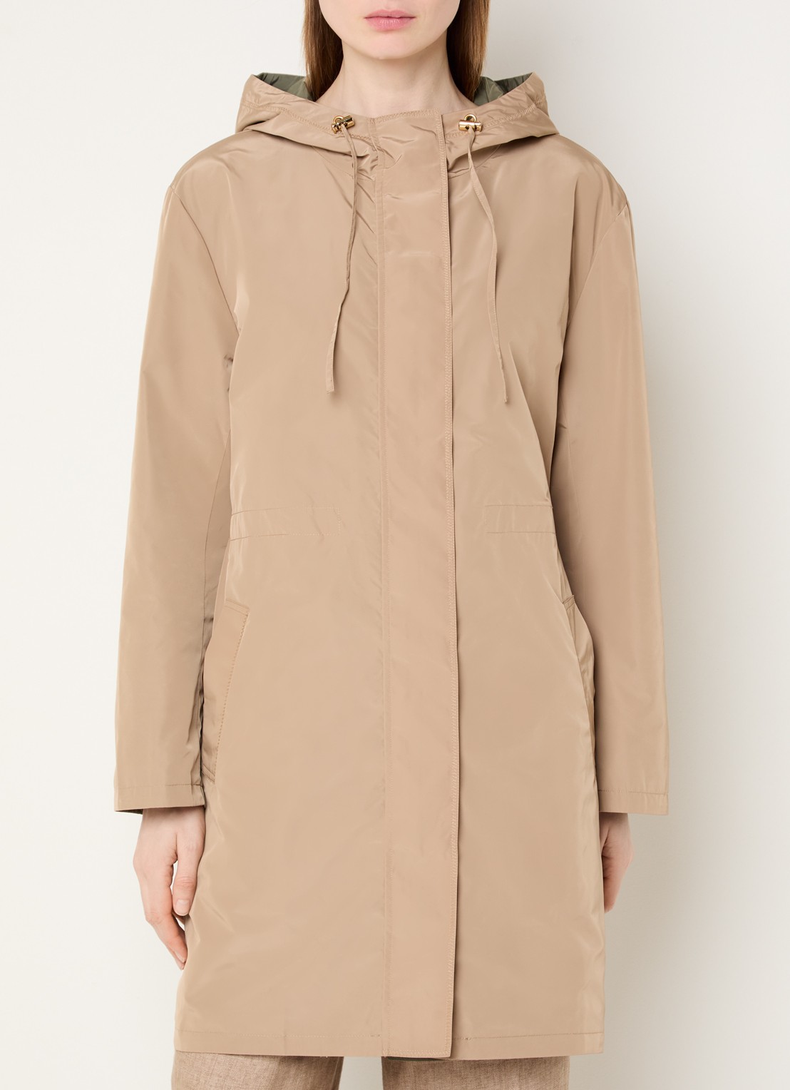 Gerard Darel Jannis reversible softshell jack met capuchon en steekzakken - detail zand