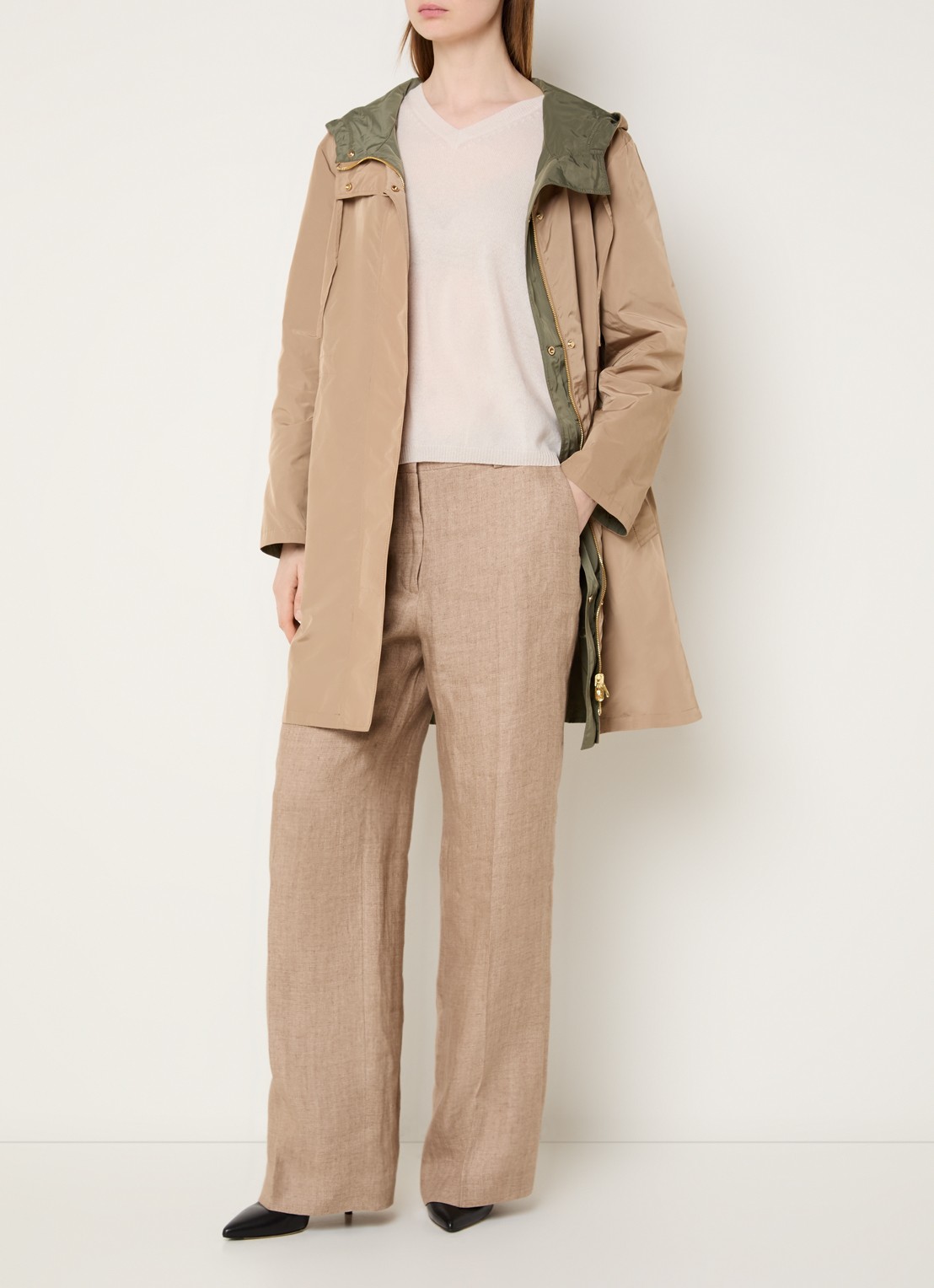 Gerard Darel Jannis reversible softshell jack met capuchon en steekzakken - voorkant 5 zand