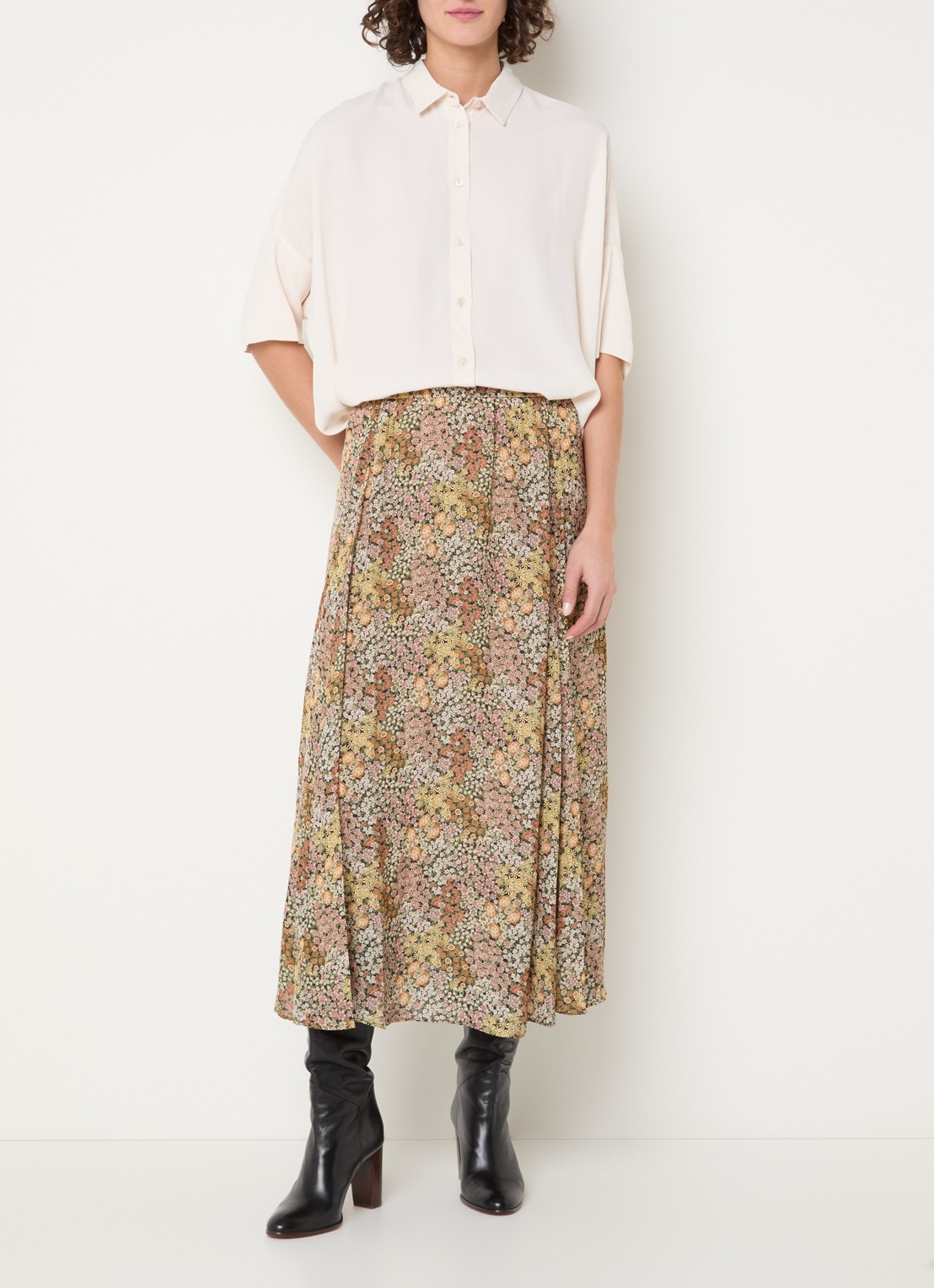 Gerard Darel Jasmyne midi A-lijn rok met bloemenprint - voorkant 2 multicolor