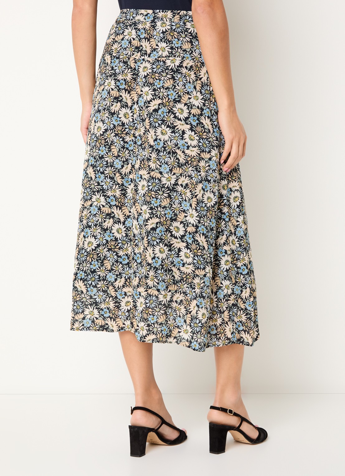 Gerard Darel Jelina midi rok met bloemenprint - achterkant 4 zwart