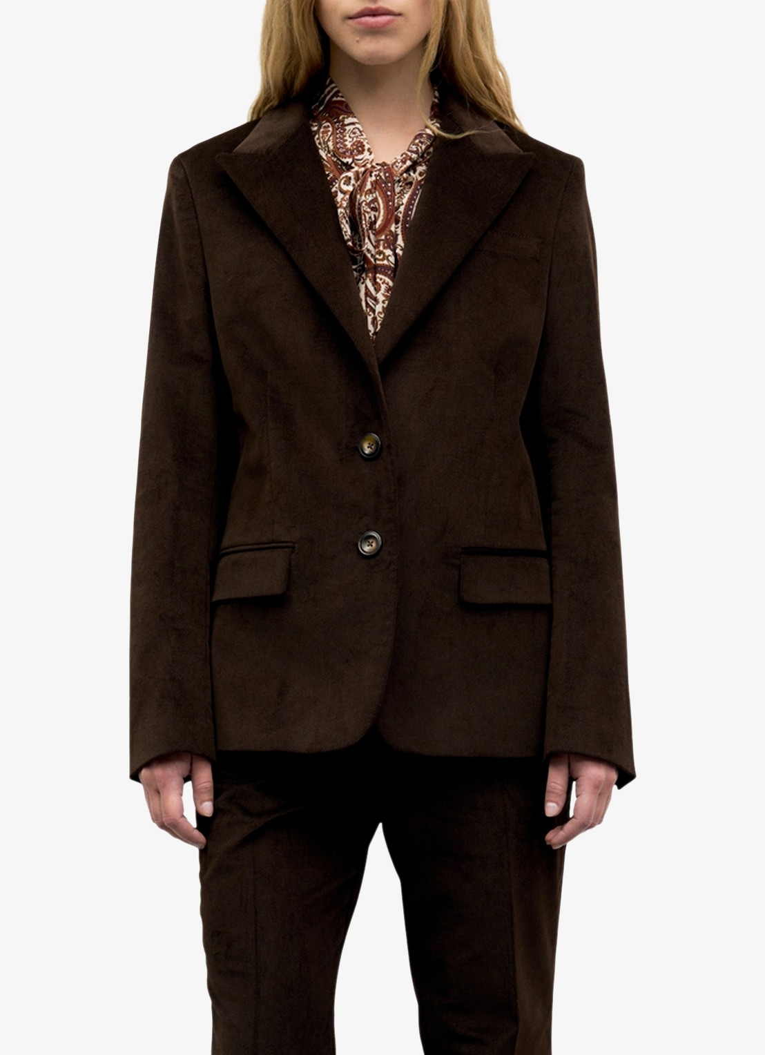 Gerard Darel Jem blazer van fluweel met klepzakken - detail 2 donkerbruin